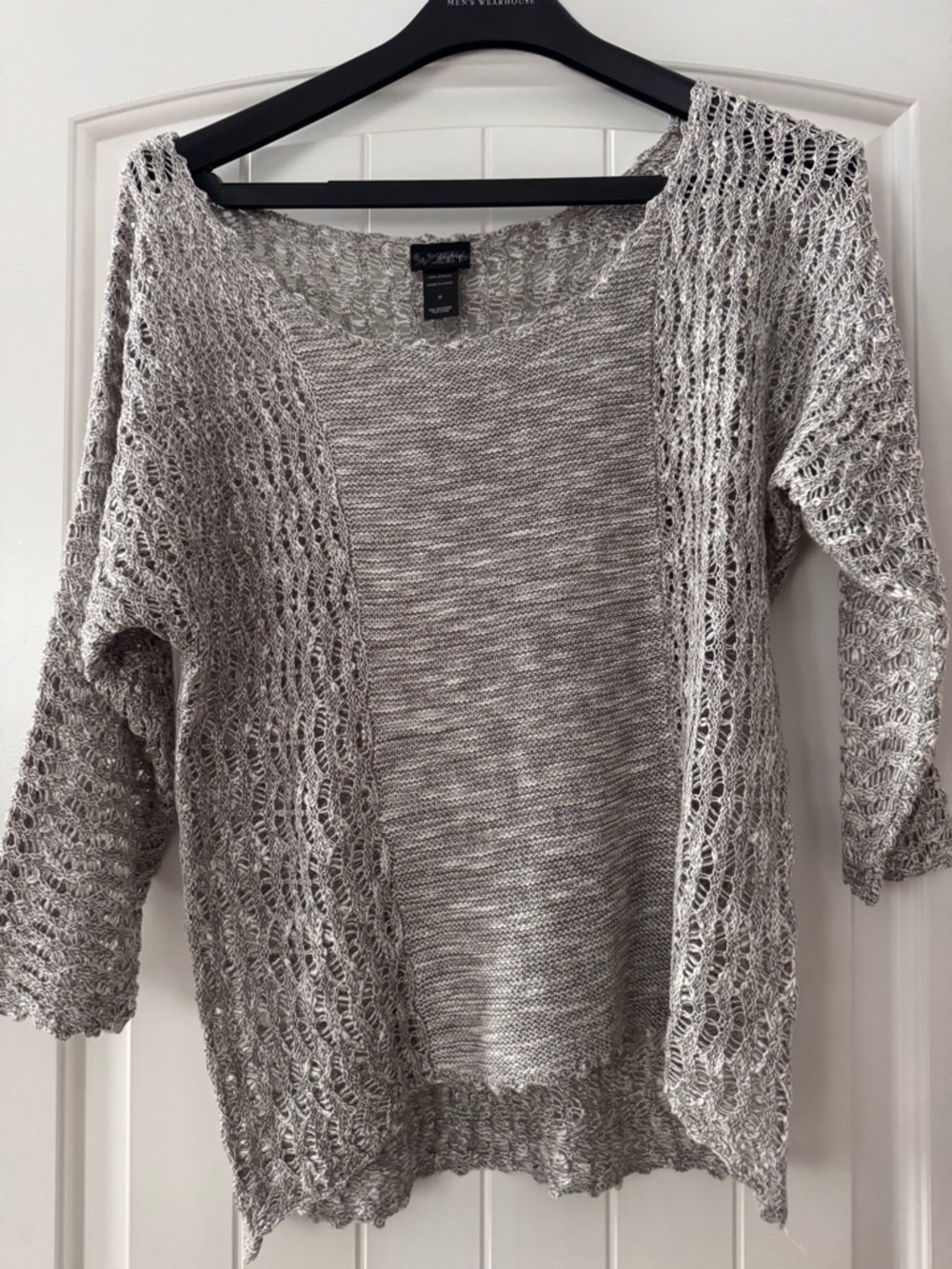 Daytrip Open-Front Gray Crochet Knit Cardigan